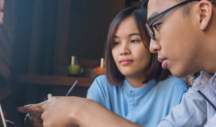 couple reviewing finances